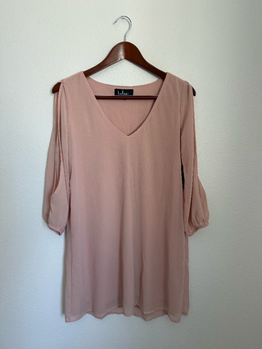 NWT Lulus Blush Pink Tunic-Length Split Sleeve Shirt